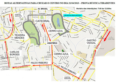 Vias do Centro serão interditadas para realização da Corrida Rústica Tiradentes, neste domingo (21). Vias do Centro serão interditadas para realização da Corrida Rústica Tiradentes, neste domingo (21).