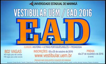 Inscrição para Vestibular EAD começa dia 3 de outubro 