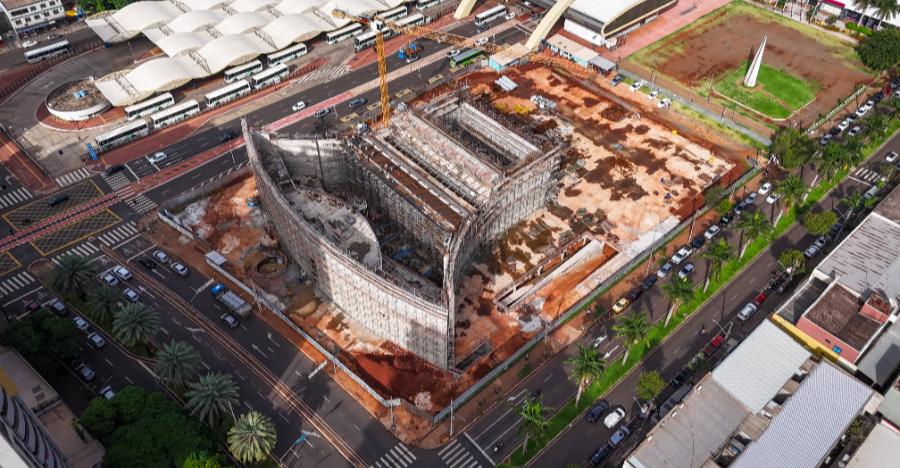 Obras da Ópera Oscar Niemeyer chegam a 43% de execução; veja fotos 