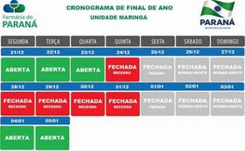 Farmácias do Estado funcionarão em regime especial no fim do ano 