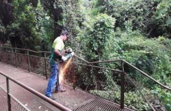 Serviços Públicos inicia reforma na passarela do parque 