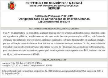 Obrigatoriedade de Conservação de Imóveis Urbanos 