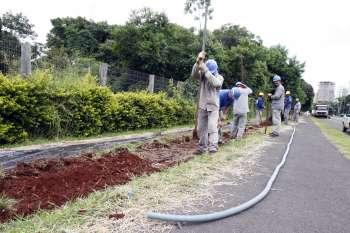 Tem inicio as obras de iluminação na pista de caminhada do Bosque II 