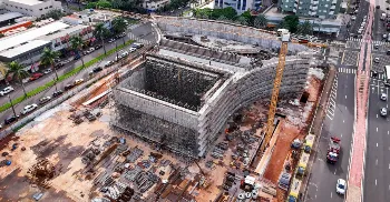Obras da Ópera Oscar Niemeyer chegam a 43% de execução; veja fotos 