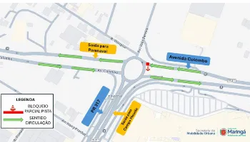 Trecho da Avenida Colombo no Trevo do Catuaí é parcialmente interditado; confira rotas alternativas 