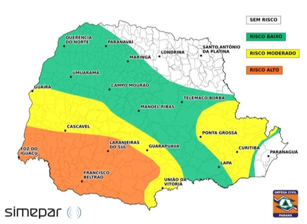 Simepar alerta para ventos intensos na região de Maringá; saiba mais 