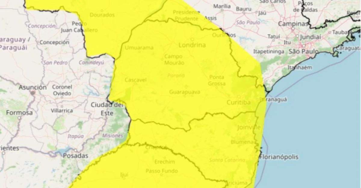 Inmet emite alerta de tempestades para todas as cidades do Paraná nesta quarta (29)