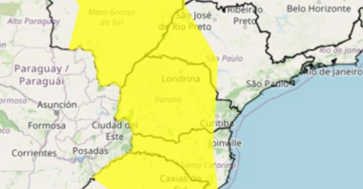 Inmet emite alerta de chuvas intensas para mais de 350 cidades do Paraná