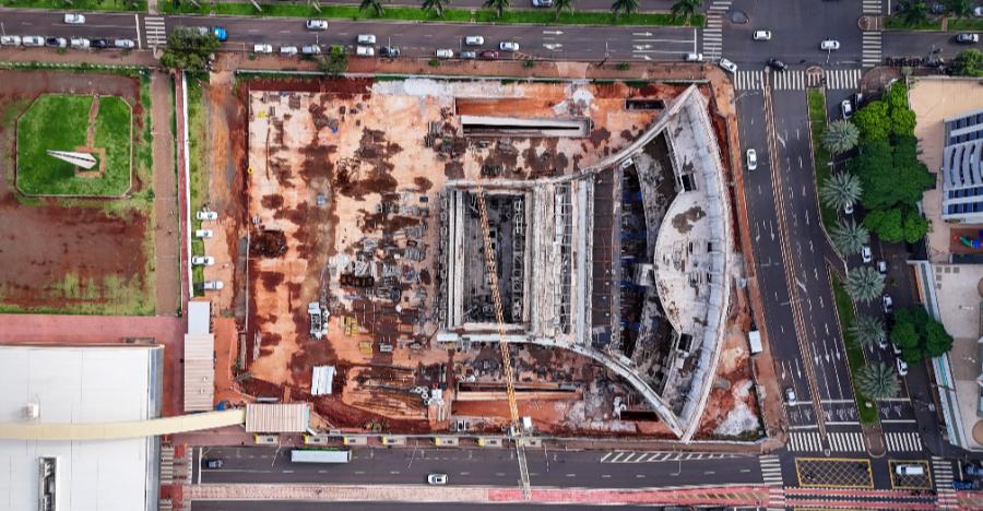 Obras da Ópera Oscar Niemeyer chegam a 43% de execução; veja fotos 