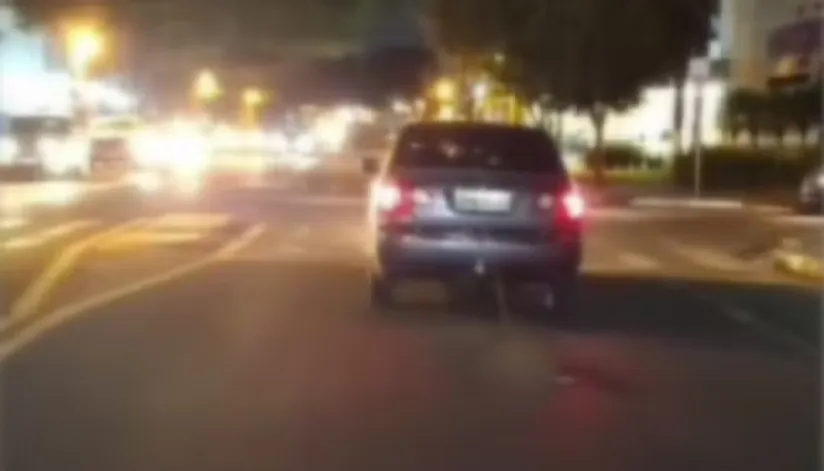 Cachorro amarrado por corda é arrastado por motorista em avenida de Maringá