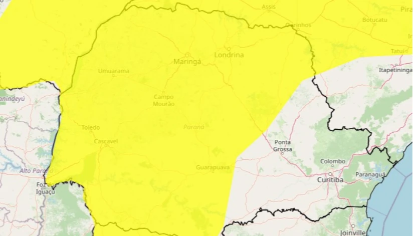 Inmet emite alerta de tempestade para mais de 320 cidades do Paraná; veja detalhes